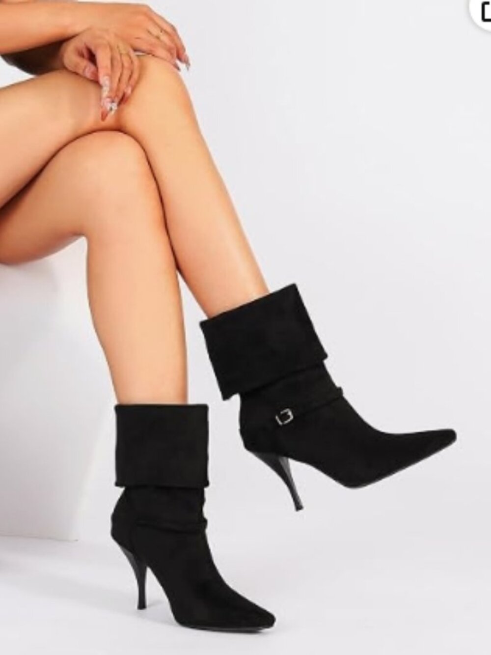 Women’s Pointed Toe Ankle Booties, Mid Heel Dress Booties